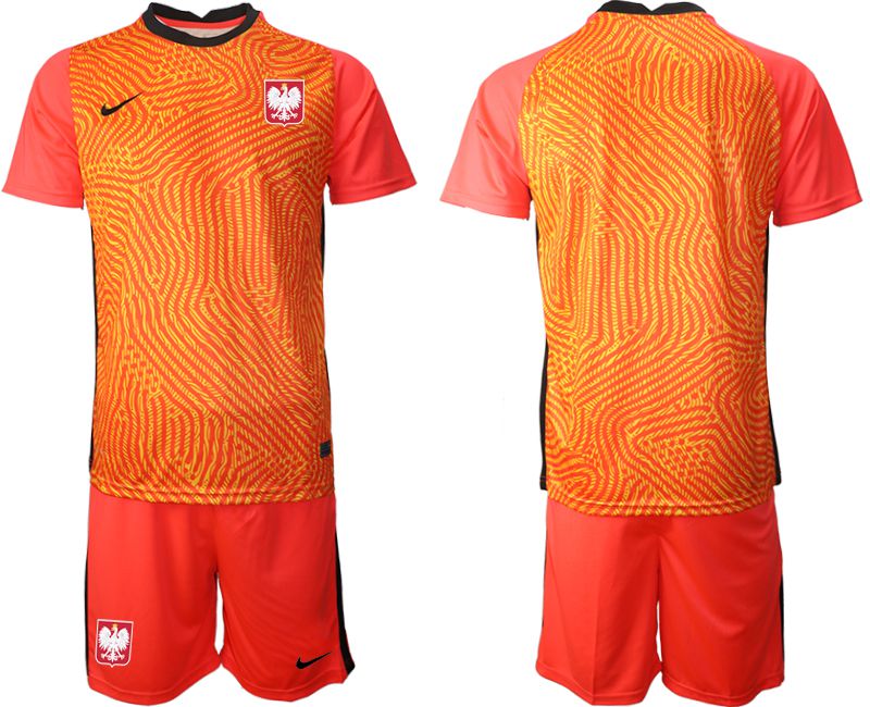 Men 2020-2021 European Cup Poland red goalkeeper Blank Soccer Jersey->poland->Soccer Country Jersey